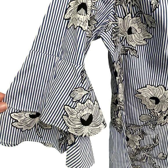 Signature Studio Blue Striped Floral Print Lightweight Dress Size Medium NEW - Picture 2 of 5